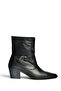 Z654037703 Black Genuine Leather Low Heeled Western Women's Boots - 5