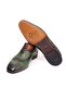 Green Color Lace-Up Genuine Leather Men's Shoes - 3