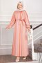 Pastel Striped Belted Dress Salmon