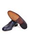 Dark Blue Color Laceless Genuine Leather Leather Sole Men's Shoes - 3