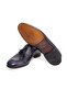 Dark Blue Color Laceless Genuine Leather Leather Sole Men's Shoes - 3