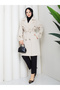 Apolet Detailed Belted Buttoned Pocketed Hijab Trench Coat Rc3145 - 5