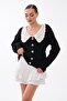 Women's Lace Collared Button Closure Knitted Cardigan 265030 - 2