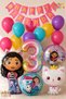 Gabby Dollhouse Balloon Set for 3 Year Olds, 14 Piece Birthday Balloon Decoration Set with Happy Birthday Banner