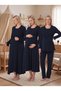 New Season Women's Navy Blue Double-Breasted Collar with Breastfeeding Feature Special Design Long Sleeve 100% Cotton Maternity Nightgown Pajama Set - 8