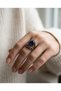 Bronze Women's Ring Authentic Copper Jewelry Navy Blue Crystal Stone Ivy Front Adjustable Vintage