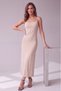 Women's Rope Strap Square Neck Viscose Long Basic Dress Beige - 3