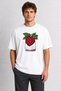 Modern Raspberry Chest Print T-Shirt - White