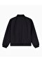 Men's Regular Fit Logo Printed Striped Bomber Black Jacket - 7