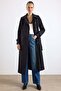 Shirt Collar Double-Breasted Water-Repellent Trench Coat Black 6819