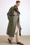 Trench Coat with Stand-Up Collar and Cape Detail, Water-Repellent Feature, Khaki 6889 - 3