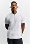 Men's Navy Blue Polo Collar Zippered Easy-Ironing Anti-Wrinkle Short Sleeve Regular Fit Sweater A62Y5007 - 6