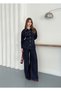 Belted Stone Embroidered Denim Jacket and Pants Set