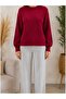 Women's Crew Neck Washed Balloon Sleeve Knit Sweater - Comfortable Fit Daily Stylish Basic Sweater - 3