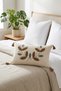 Tomurcuk |   Botanical Branch and Leaf Motif Punch Embroidered Tasseled Cotton Throw Pillow Cover 35X55 cm - 6