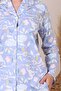 Pajama Set - Floral Patterned Front Buttoned Combed Cotton 2917Uy - 2