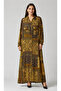 Plus Size Patterned Viscose Dress Brown