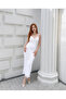 Women's White Deep V-Neck Rope Strap Lace Maxi Dress Elt7252 - 3
