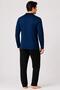 Men's Large Size Cotton Comfortable Patterned Buttoned Long Sleeve Pajama Set - 3