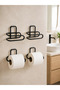 Krm Black 4 Pieces Metal Toilet Paper Holder Self-Adhesive Mounting Without Drilling Bathroom Hanger Krm - 2