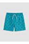 Turquoise Printed Boys' Swim Shorts