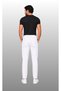 Men's Elastic Waist White, Navy Blue, Black Lycra Waistband Fabric Doctor Medical Single Bottom Trousers - 5