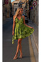 Silk Ruffle Detailed Varaklı Ebruli Authentic Mini Dress Std 36-42 - 6