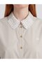Collar Detailed Cotton Blouse in Mold Green - 6