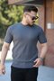 Men's Crew Neck Knit Patterned Short Knitted Knitwear Short Sleeve T-Shirt