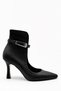 Caren Black Pointed Toe Thin Heeled Belt Detailed Windowed Stylish Women's Boots & Stilettos - 3