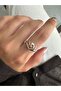 Silver Color Light Orange Drop Stone Ring - 2
