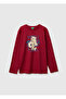 Boy's Red Front Printed Long Sleeve T-Shirt