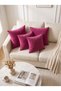 Set of 4 Velvet Cushion Covers 45X45 cm - Velvet Fabric Decorative Pillowcases - 3