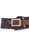Women's Brown Stone Buckle Detailed Nubuck Leather Belt - Aurore Handmade Design - Standard Size - 3
