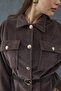 Brown Gold Button Detailed Belted Cashmere Shirt - 2