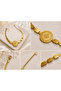 Gold Quarter Model Medallion Detailed Square Plate Steel Bracelet - 2