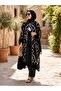 Black Ethnic Patterned Loose Kimono Kaftan - Standard Size - 2