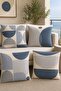 Blue Lines Patterned 4-Piece Throw Pillow Cover Set