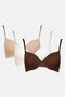 Women 3 Pieces Plain Padded Underwired Bra, Multicolor - 2