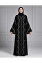 Black & White Floral Vine Embroidered Abaya - 2