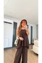 Crinkle Fabric Jumpsuit with Stone Details - 2