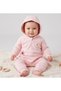 Baby Girl Jumpsuit with Floral Detail, 3-Yarn Threaded Hooded Winter Jumpsuit - 2