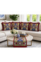 Milano Series, Suede Fabric Red Fringed 5-Piece Combination Throw Pillow Cover and Runner Set (5 Pieces)