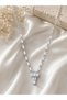 Baguette Zircon Stone Silver Color Tarnish Resistant Steel Waterway Necklace - 2