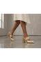 Claylr Banded Gold Buckle Detailed Pointed Toe Women's Heeled Slippers - 4