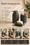 Lines Series Gray Bathroom Set, 3 Piece Oval Acrylic Soap Dish Brush Holder and Liquid Soap Dispenser Set - 3319 - 7