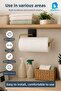 Adhesive Roll Paper Towel Holder Matte Black No Drilling Mounted Kitchen Bathroom Towel Rack