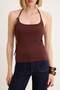 Brown Plain Fitted Halter Neck Spaghetti Strap Sleeveless P Cotton U E Stretchy Knitted Undershirt Twoss26Al00067 - 3