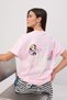 Pembe Disney Lisanslı Baskılı Relaxed/Rahat Kalıp Düşük Kol %100 Pamuk Örme T-Shirt TWOSS26TS00141
