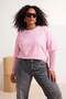 Açık Pembe Dantel Kol Detaylı Büyük Beden T-shirt TBBSS26BF00048